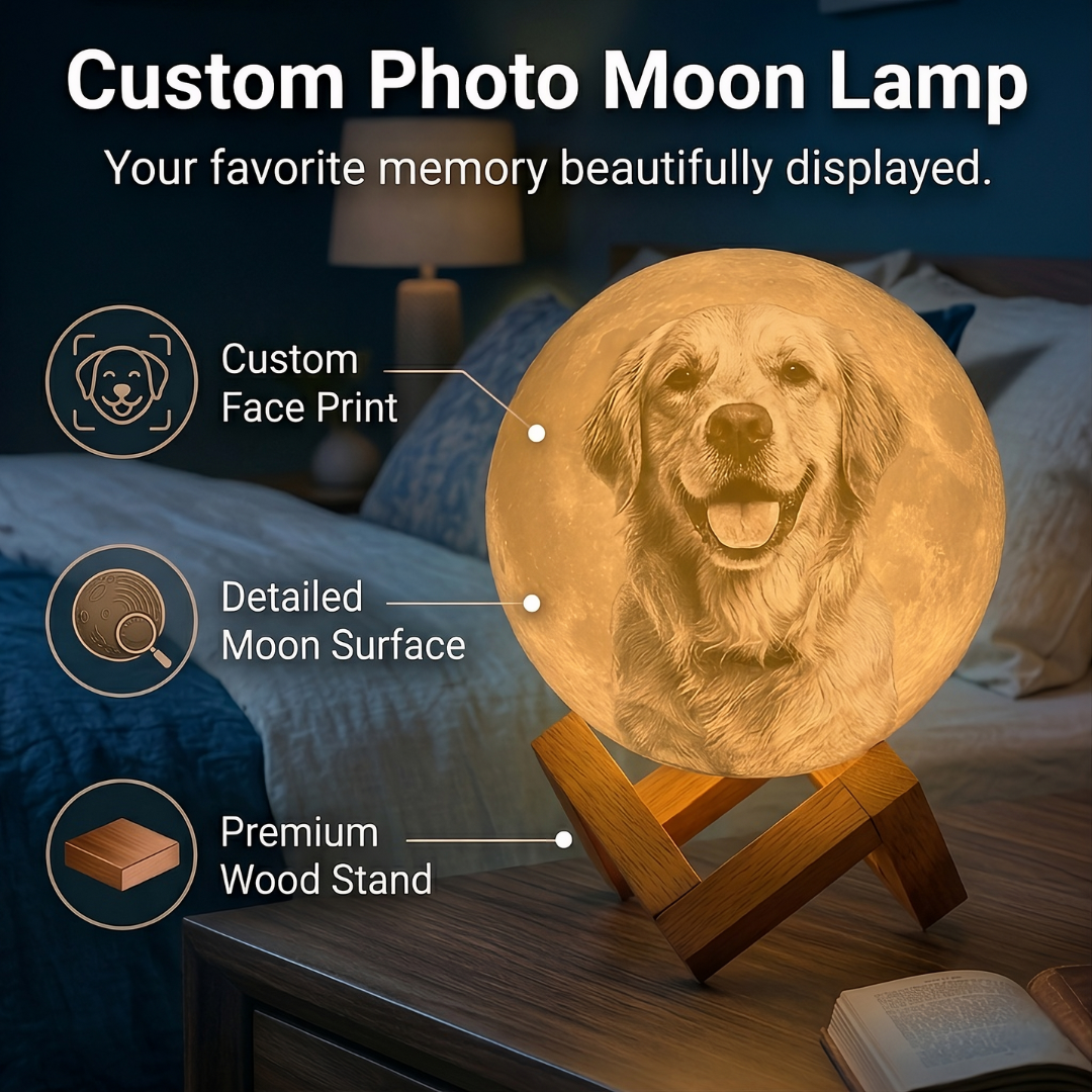 Custom Photo & Text Moon Lamp